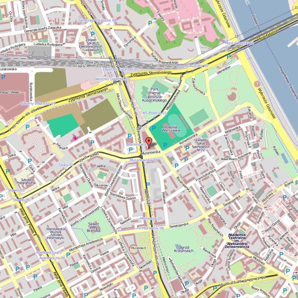Kart over gamle bydelen i Warszawa, polen