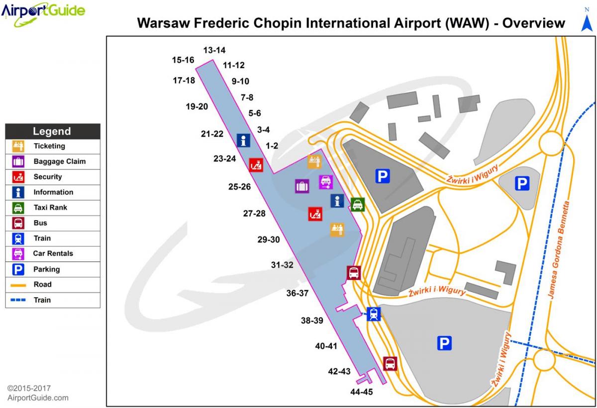 Warszawa waw flyplassen kart