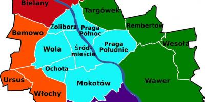 Kart av Warszawa distriktene 